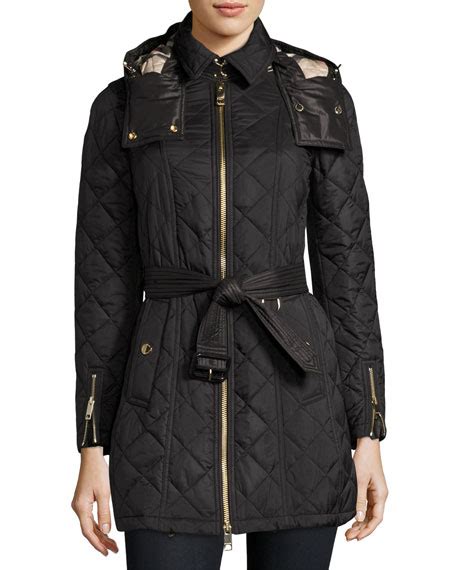 burberry baughton quilted belted parka|Burberry Baughton Quilted Belted Parka Jacket, Black .